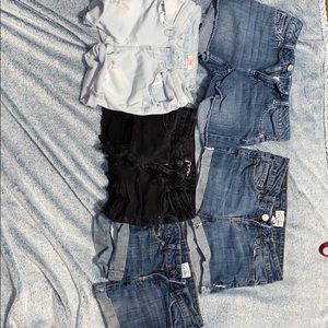 Five pairs of shorts, girls size large.